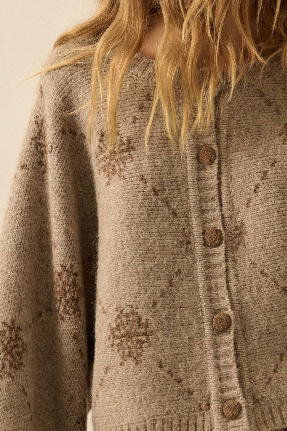 Snowflake Jacquard-Knit Cardigan
