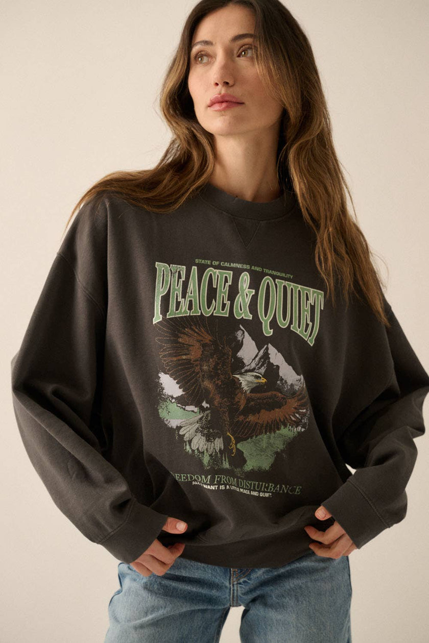 Peace and Quiet Oversized Graphic Sweatshirt