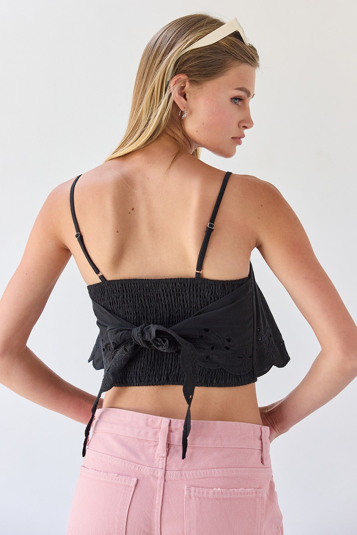 Scarlett Scallop Eyelet Tie Top