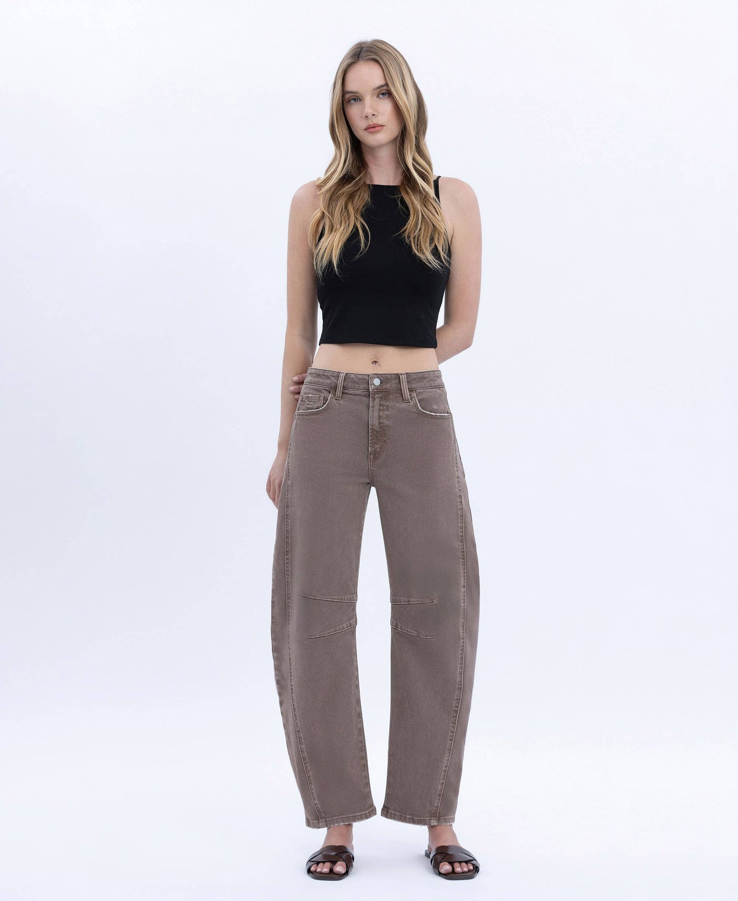 Stonewashed Crop Barrel Jeans