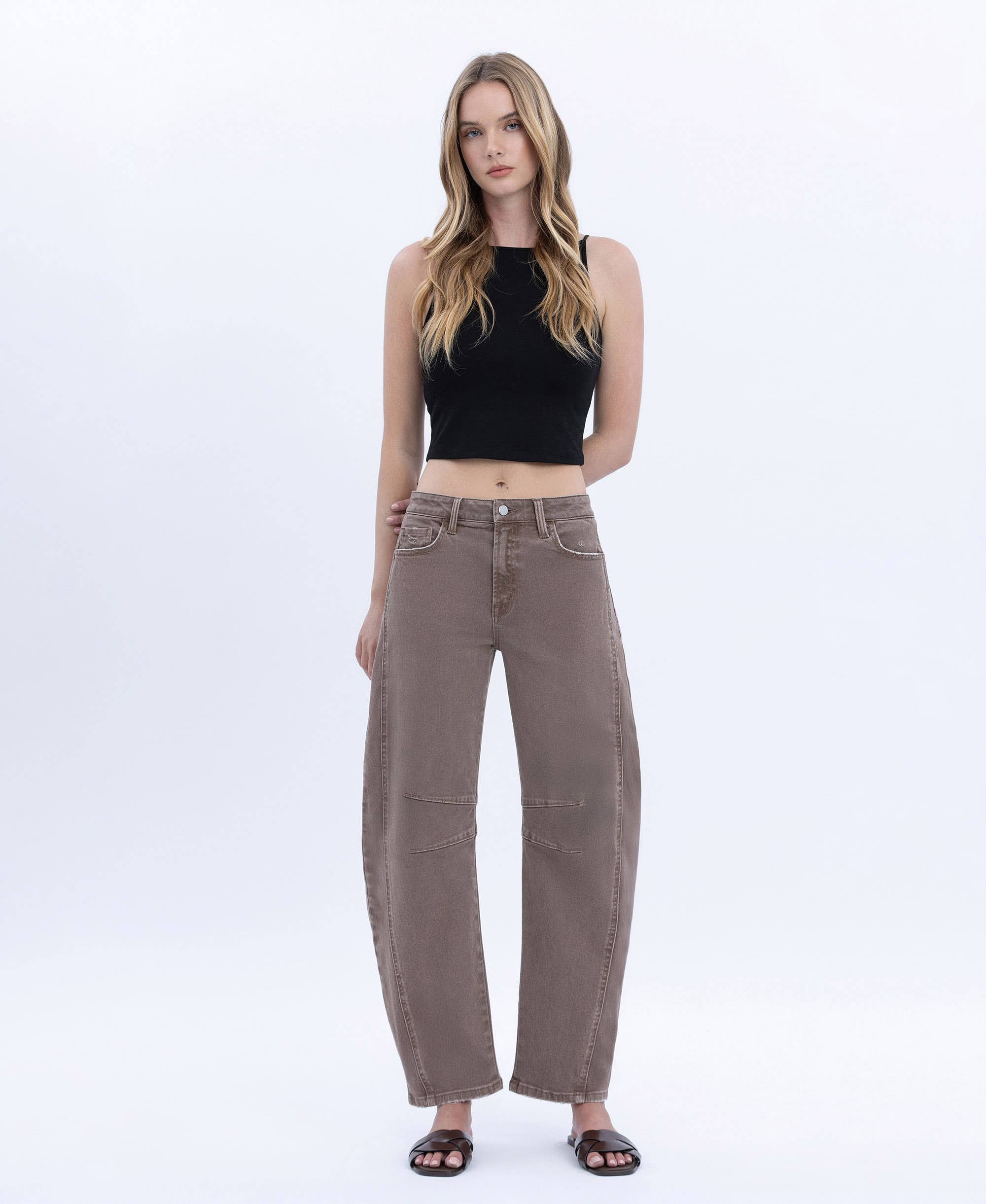 Stonewashed Crop Barrel Jeans