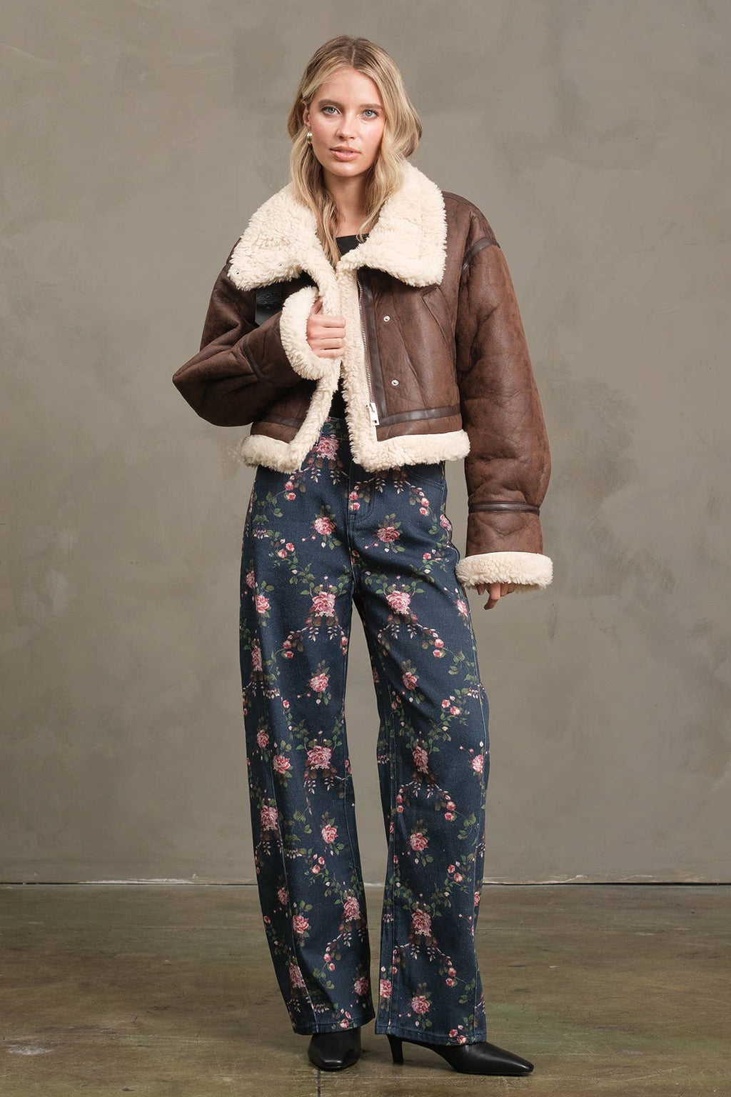 Avalon Sherpa-Lined Faux Leather Bomber