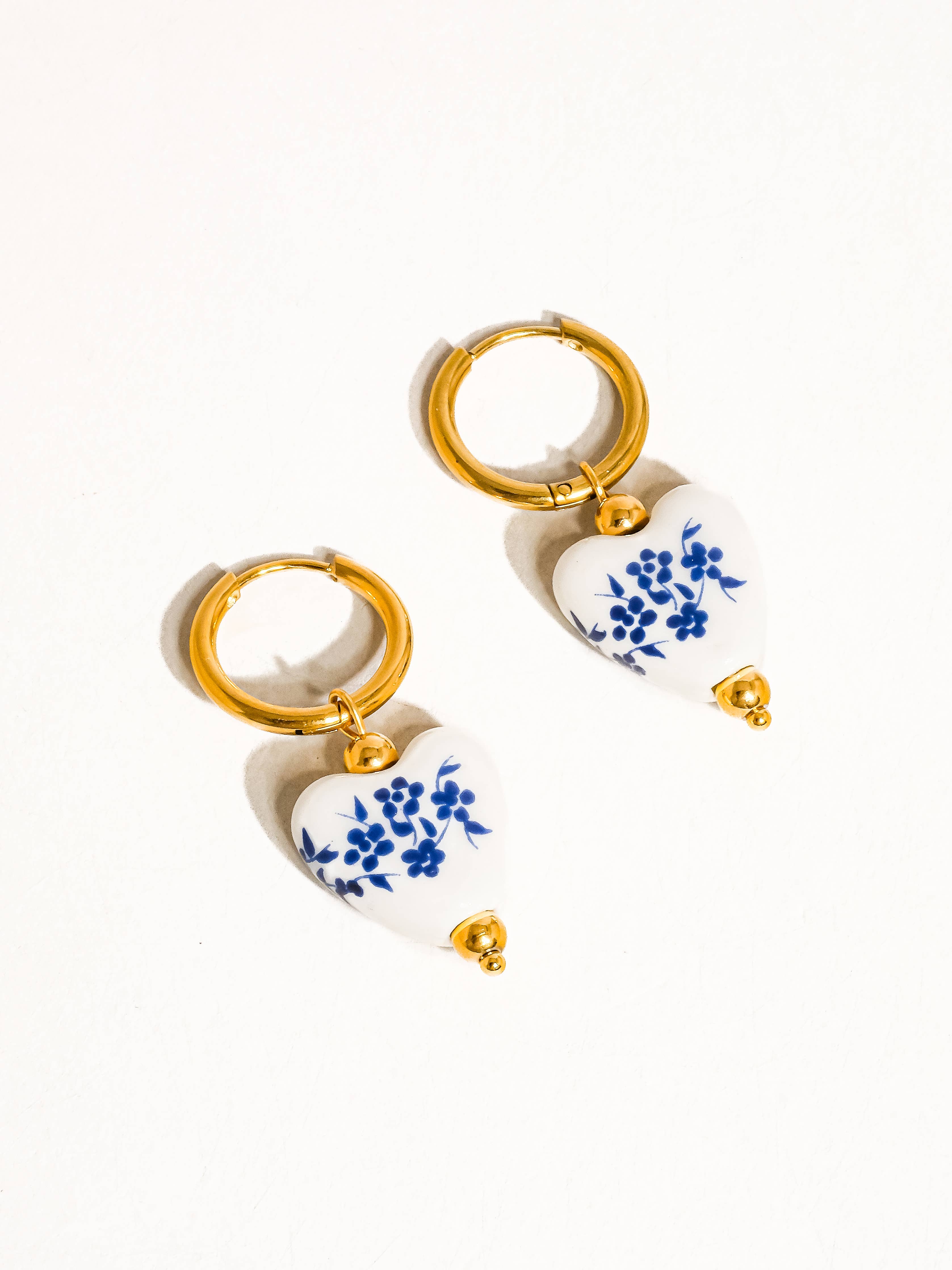 Ceramic Garden Heart Earrings