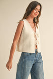 Delilah Tie Front Top in Cream