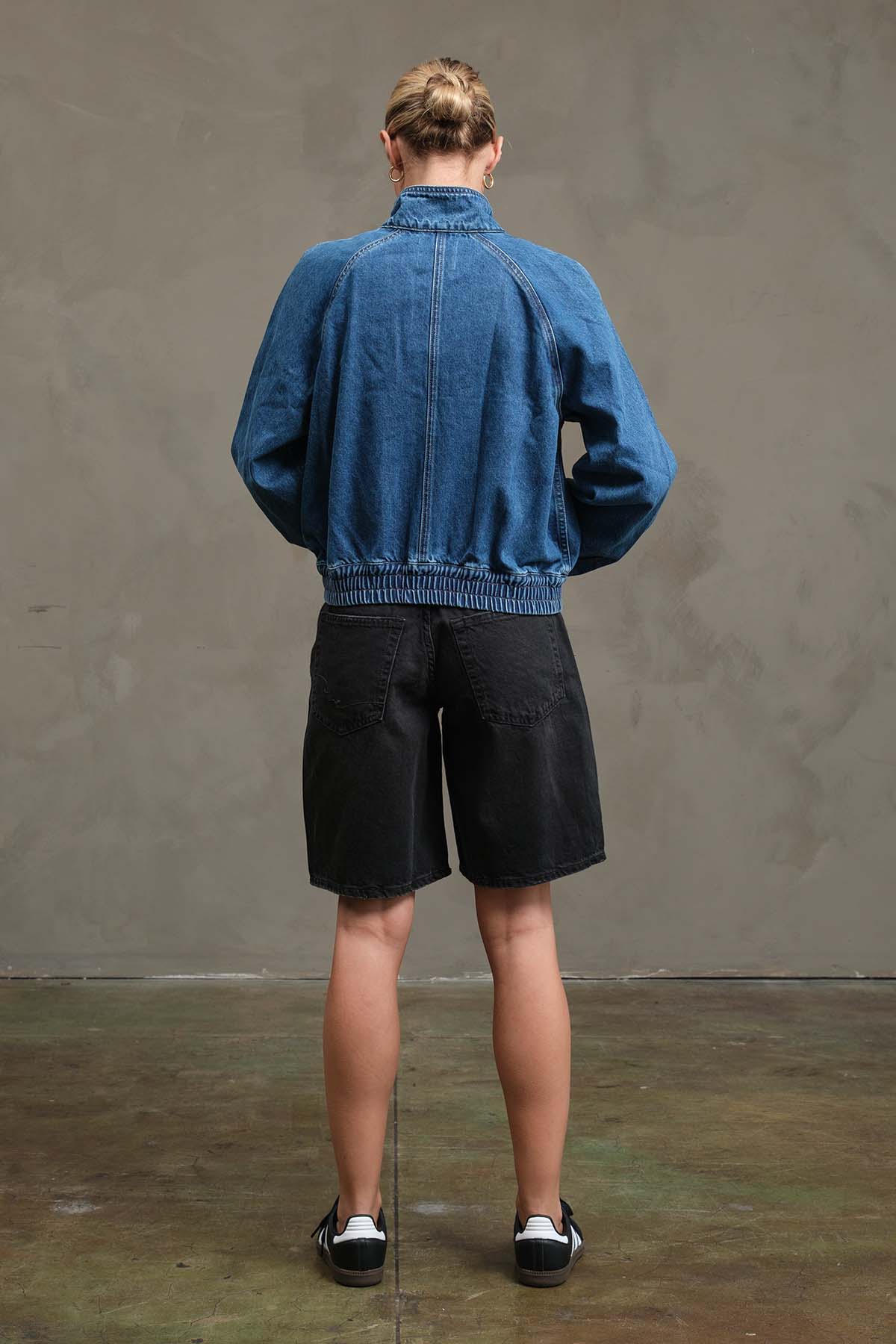 Sloane Washed Denim Bomber Jacket