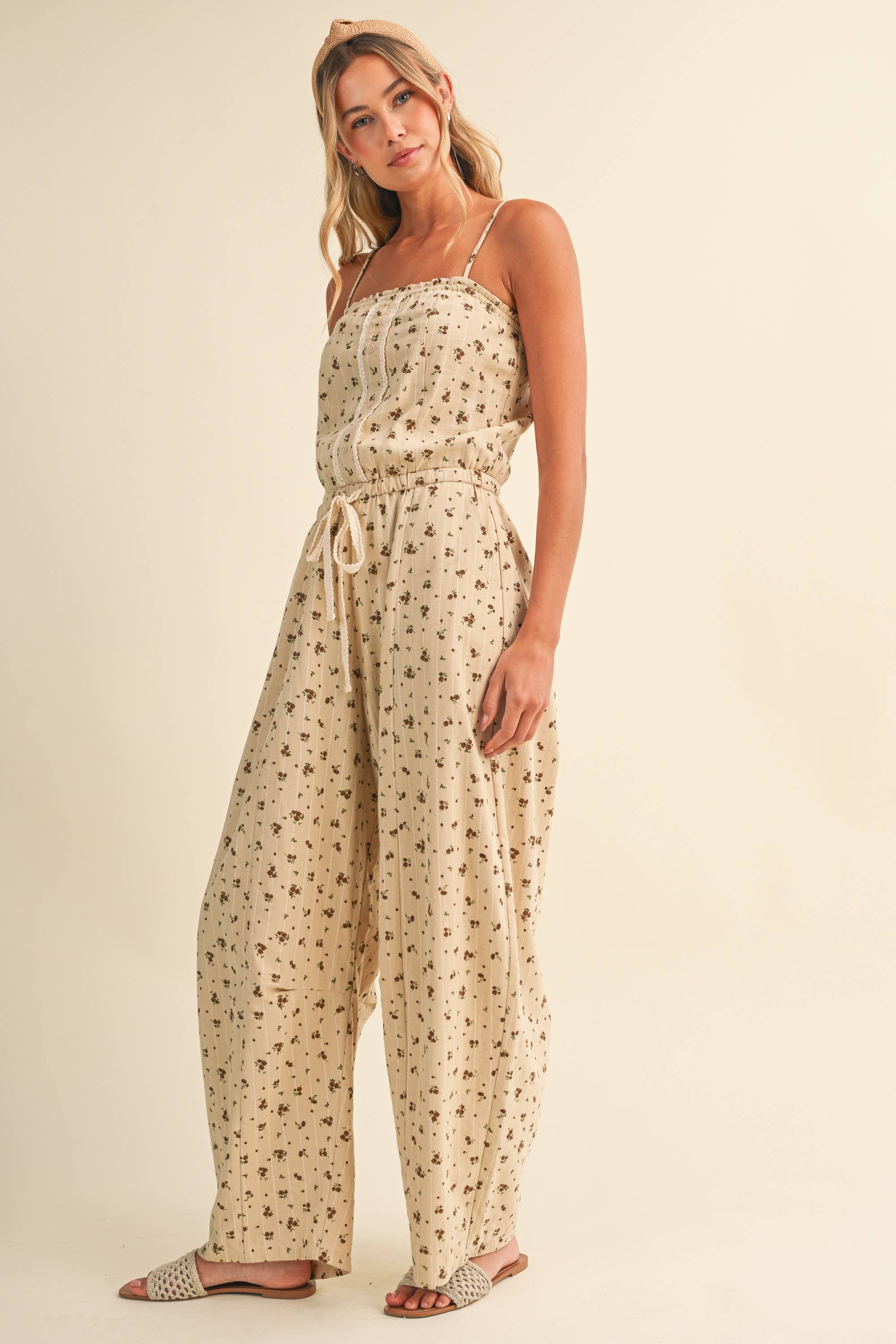 Ryanne Ditsy Floral Barrel Jumpsuit