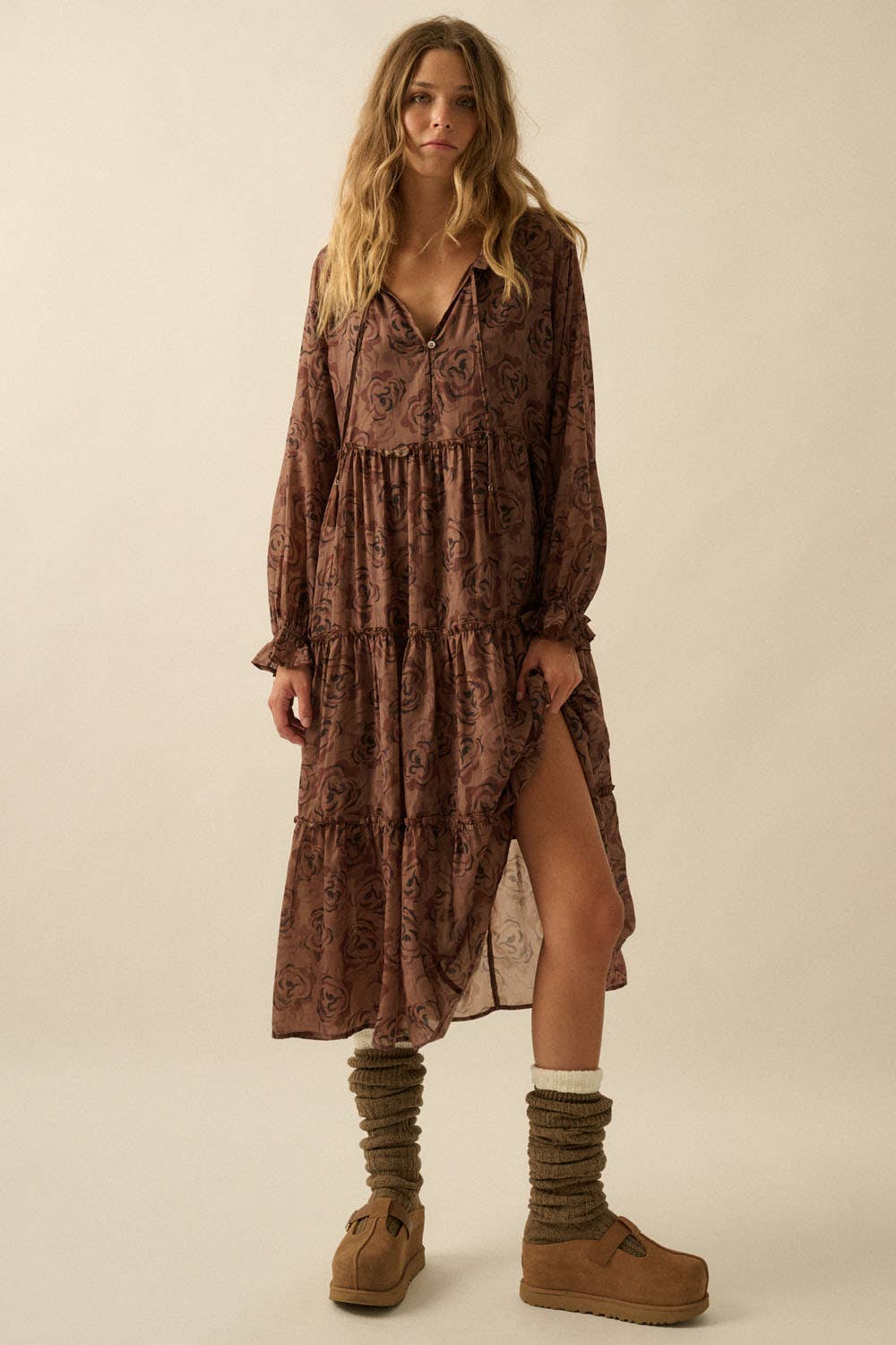 Eden Floral Tiered Midi Dress