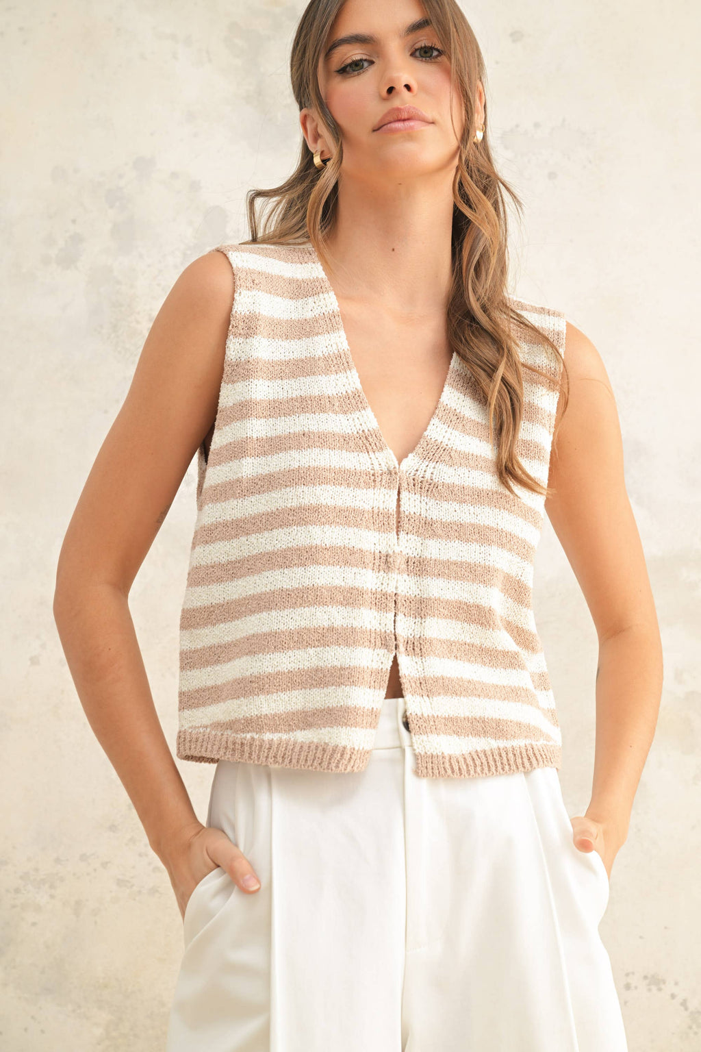 Trent Striped Knit Vest