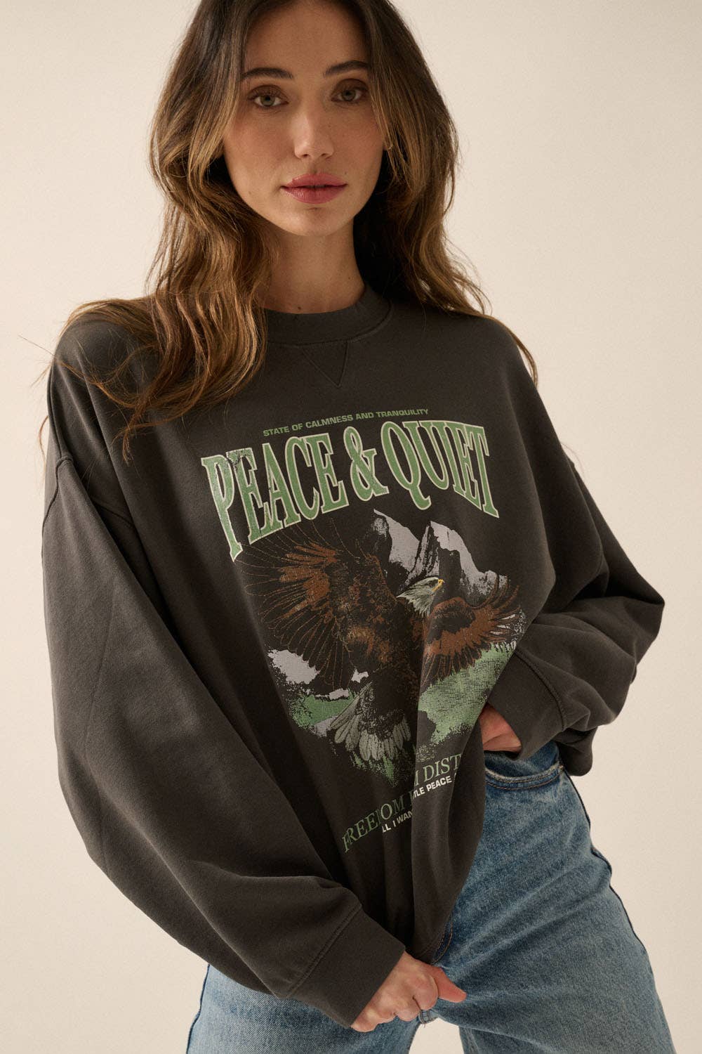 Peace and Quiet Oversized Graphic Sweatshirt