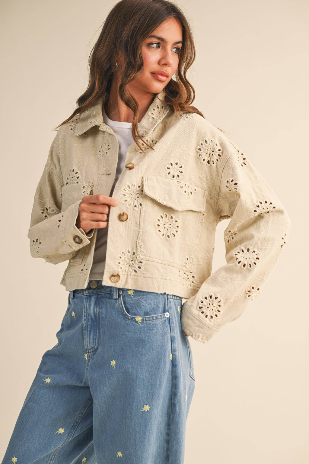 Eyelet Edge Cropped Jacket