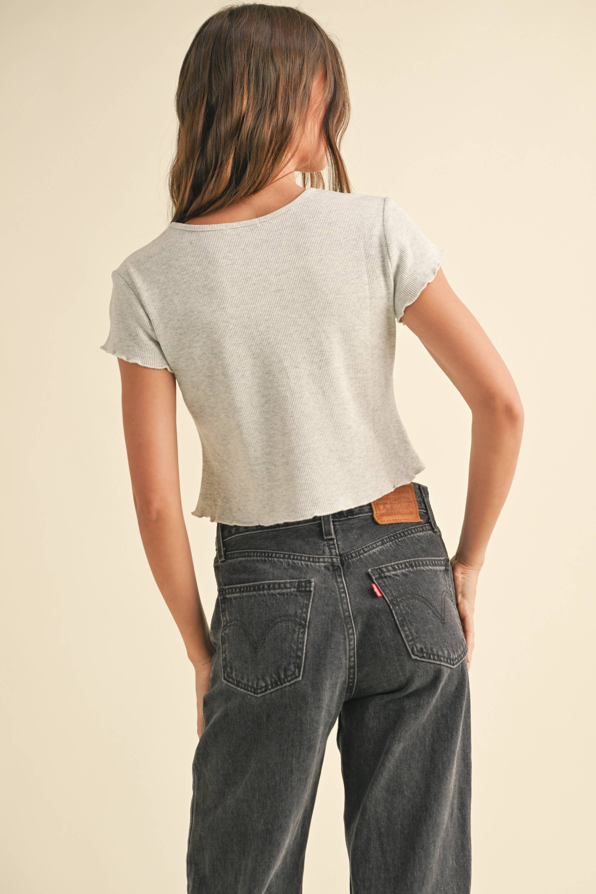 Khloe Top in Melange Grey