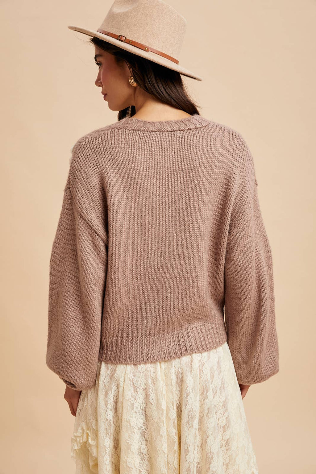 Oakley Floral Appliqué Cardigan in Taupe