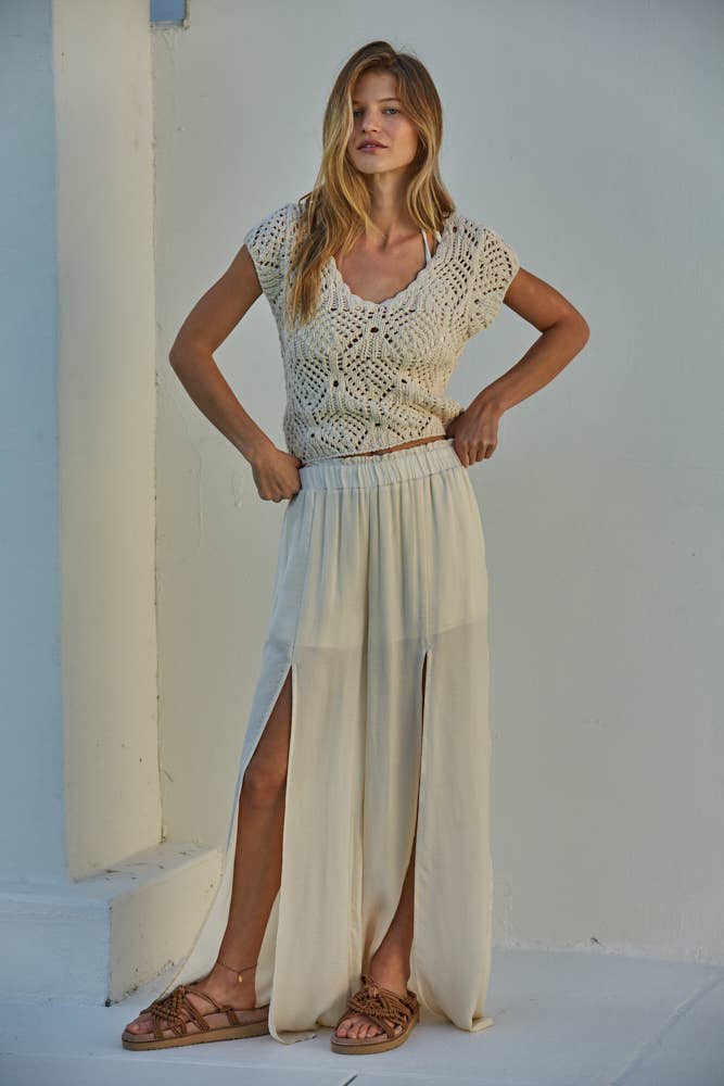 Kova Cotton Crochet V-Neck Top