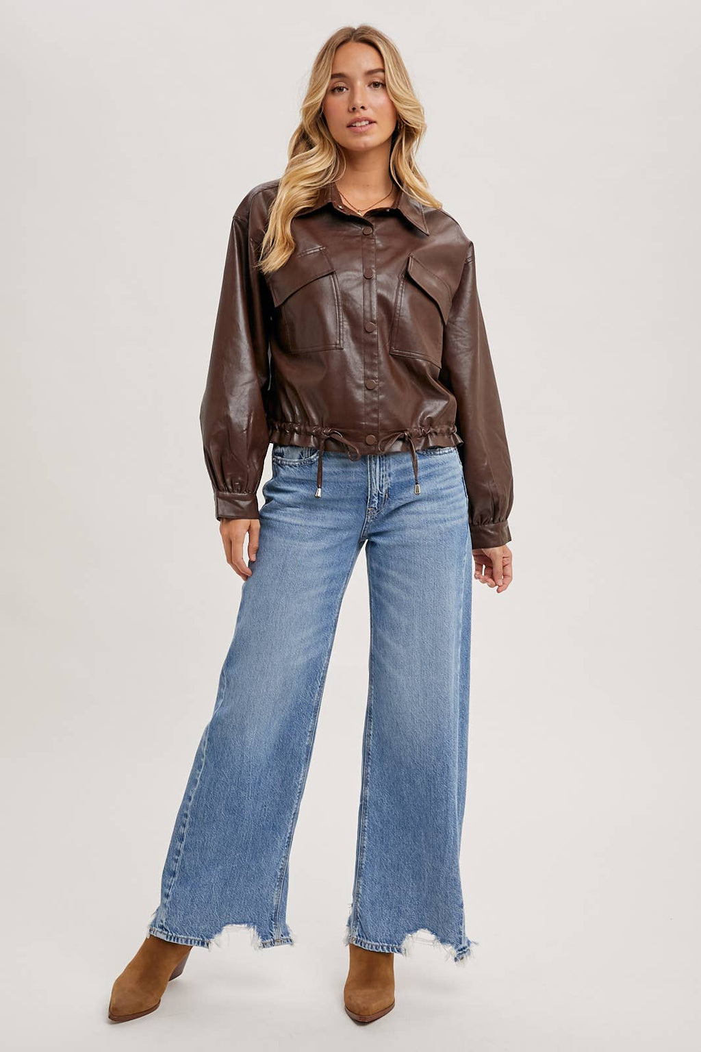 Rocco Brown Faux Leather Jacket