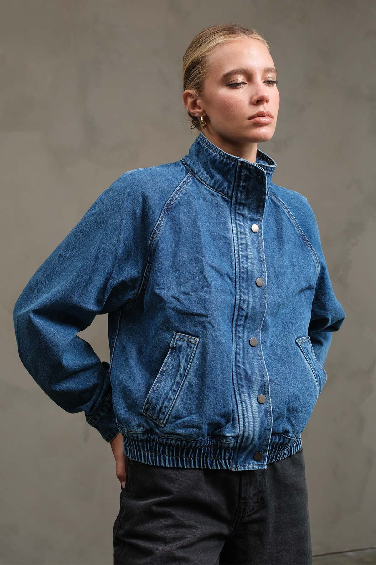 Sloane Washed Denim Bomber Jacket
