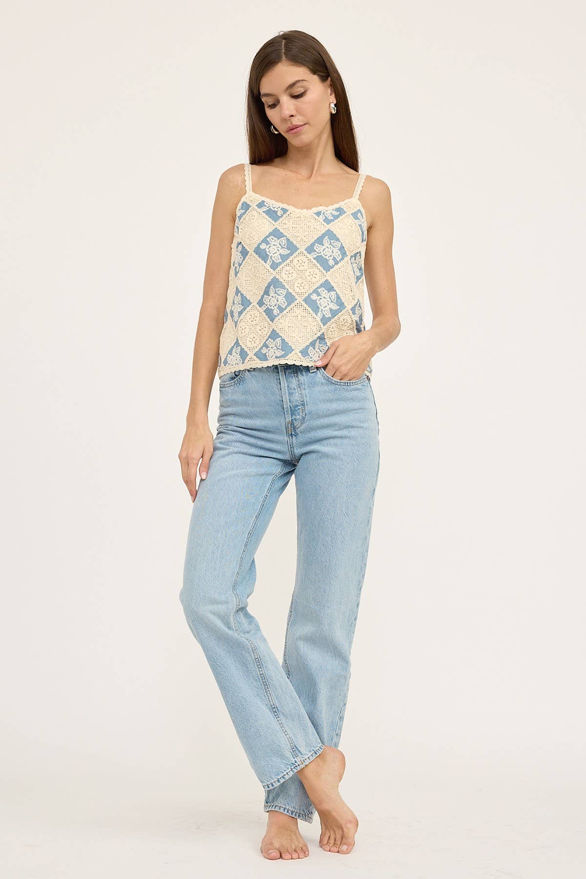 Lennon Crochet Chambray Top