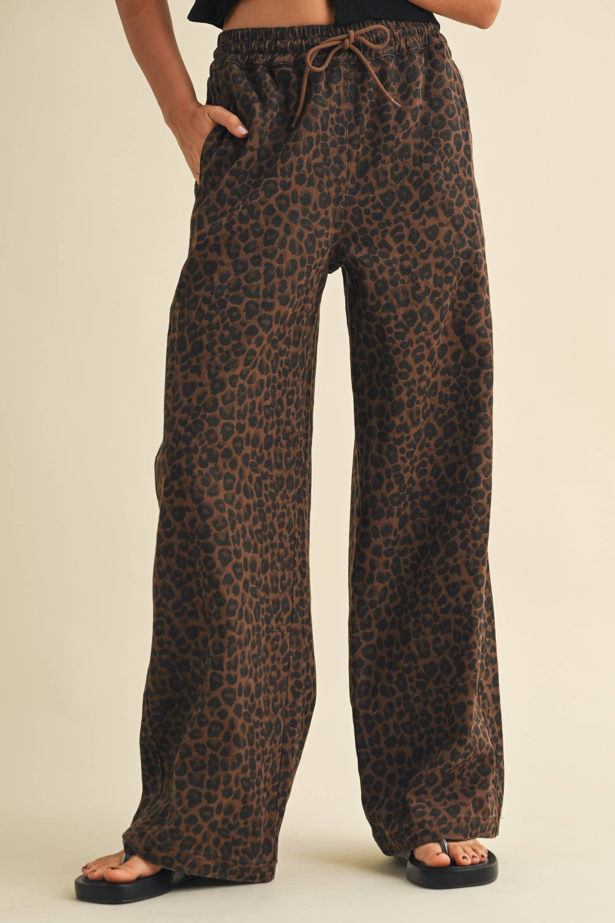 Blaise Leopard Denim Track Pants