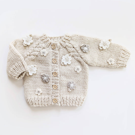 Cream Flower Baby Cardigan
