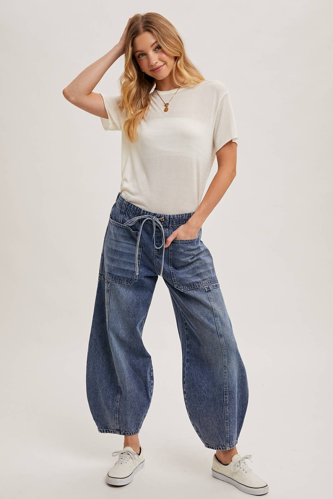 Jayden Drawstring Barrel Jeans