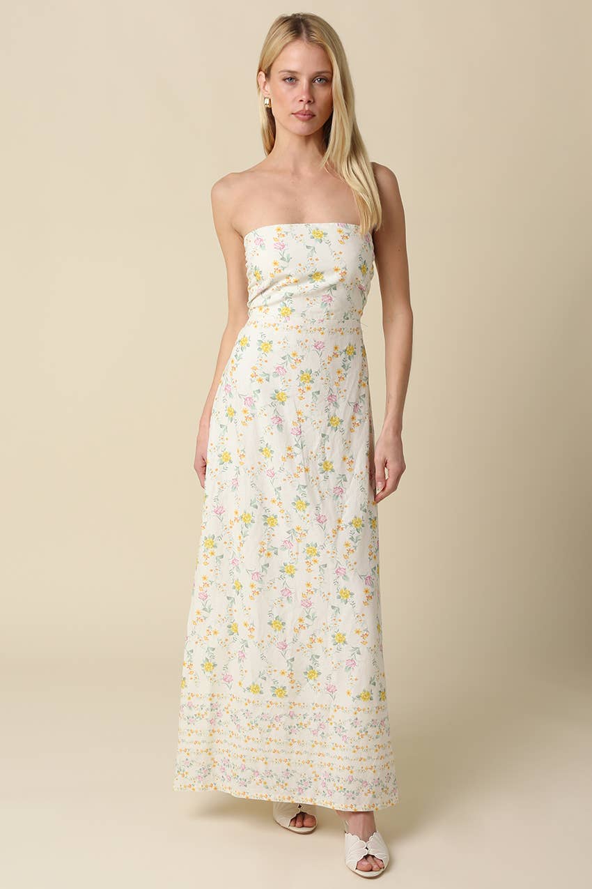 Nicole Strapless Floral Maxi Dress