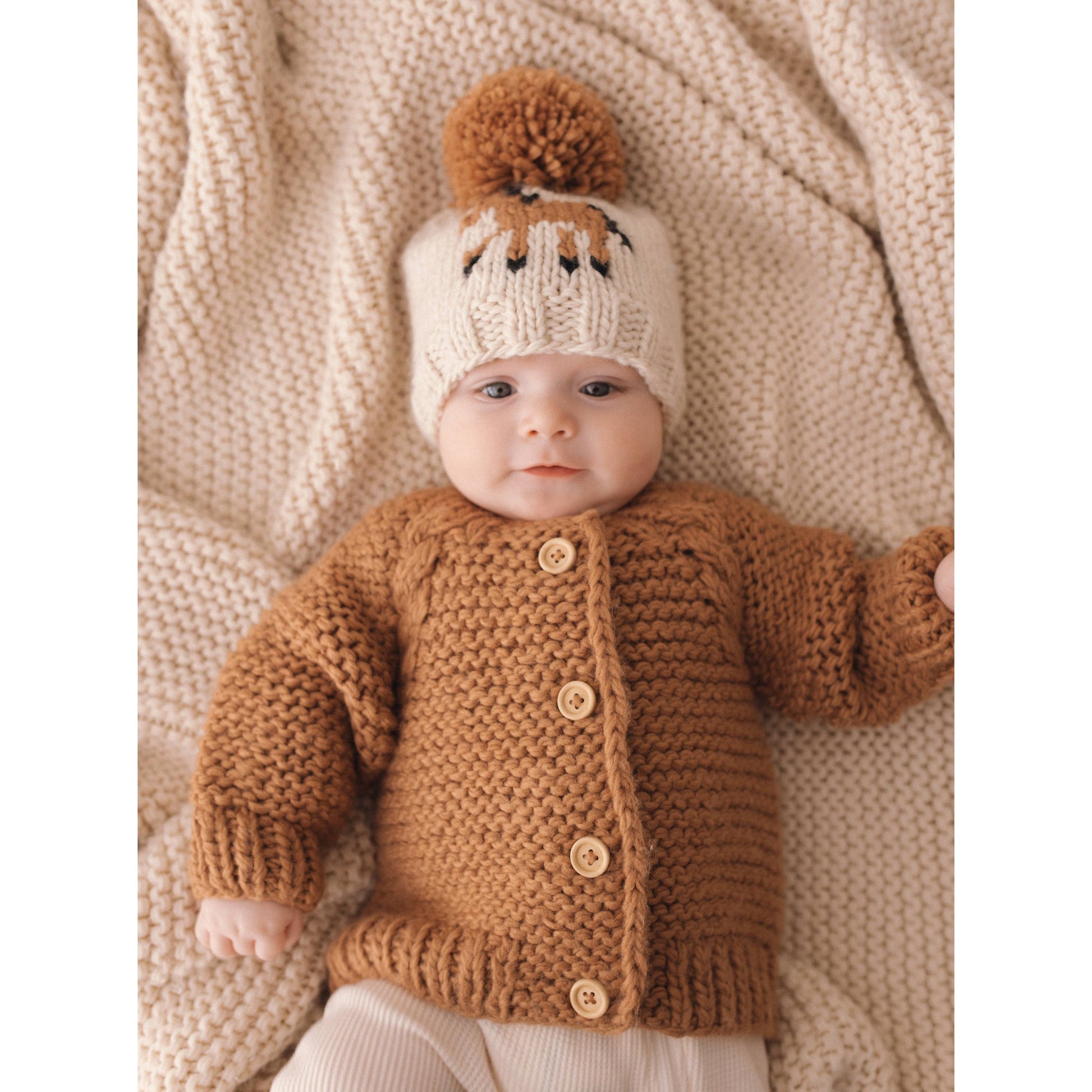 Pecan Garter Stitch Baby Cardigan