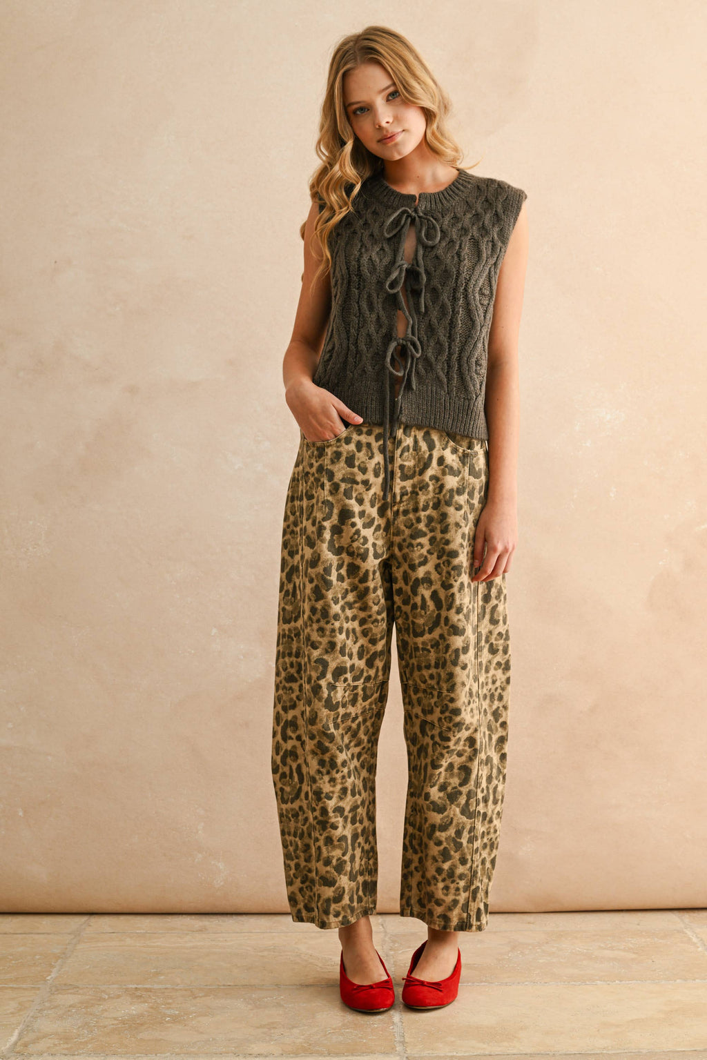 Isla Leopard Print Barrel Pants