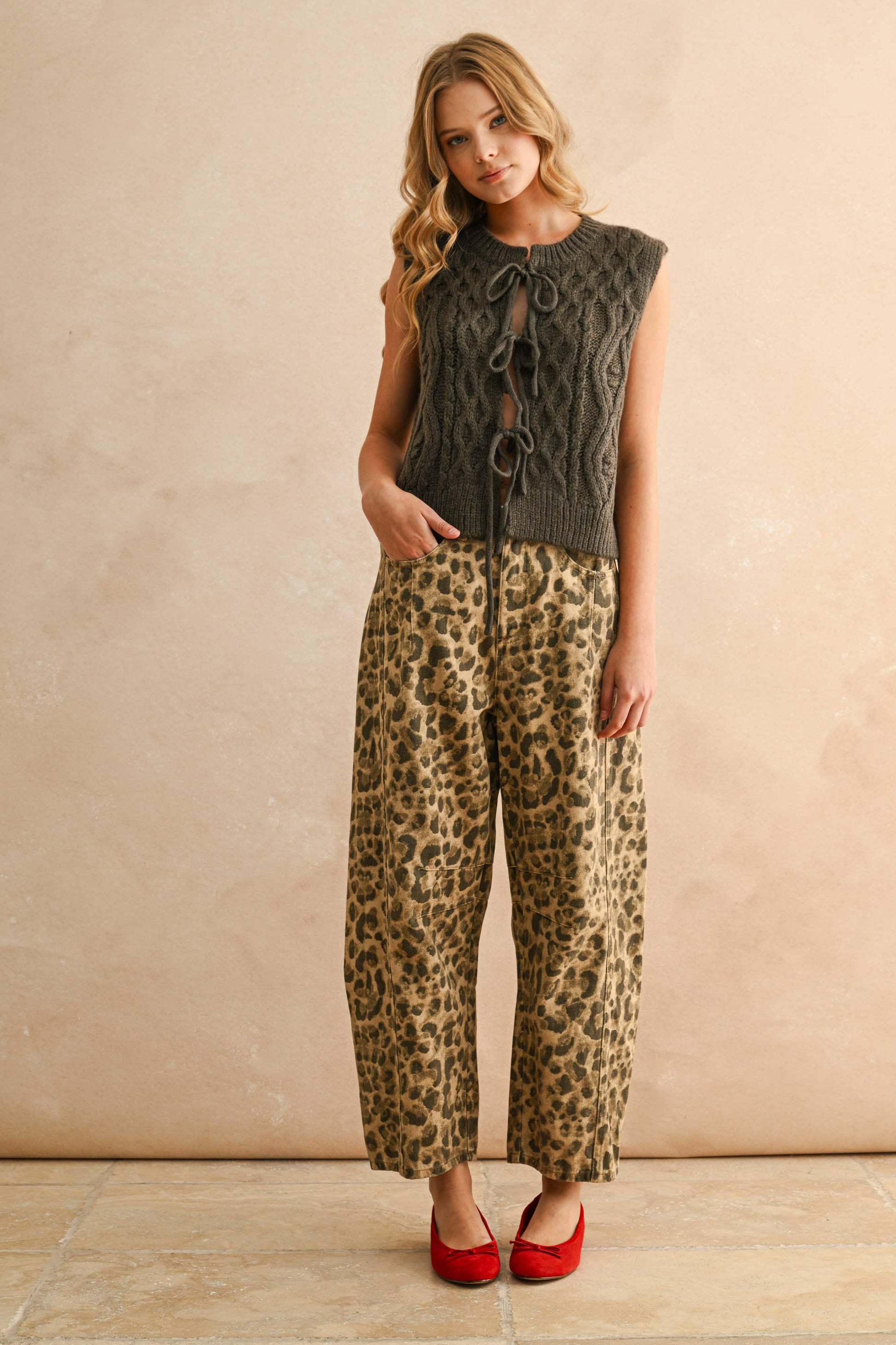 Isla Leopard Print Barrel Pants