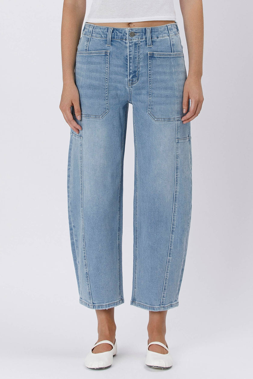 Cora Elastic Waist Barrel Jeans