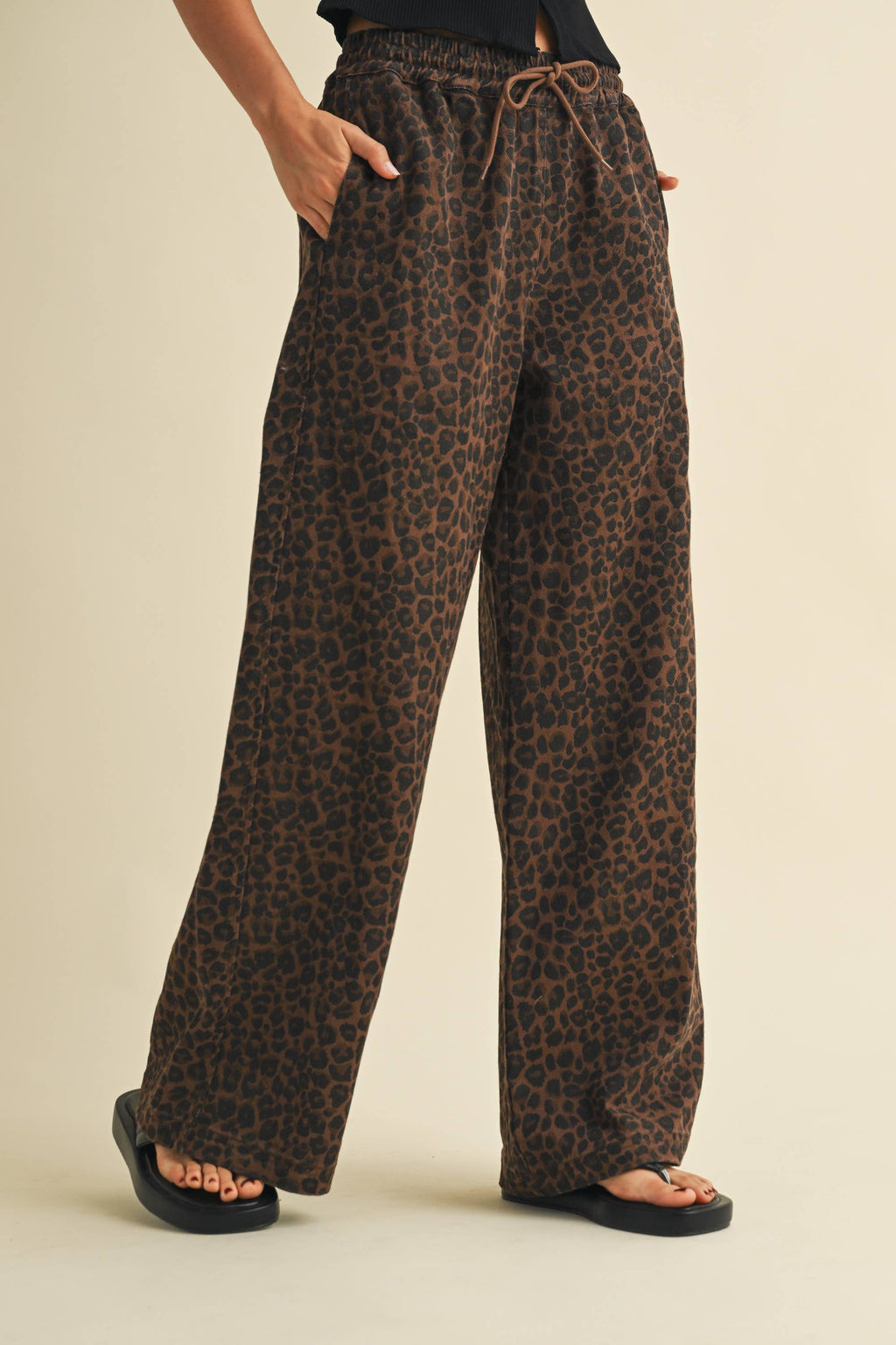 PRE-ORDER Blaise Leopard Denim Track Pants