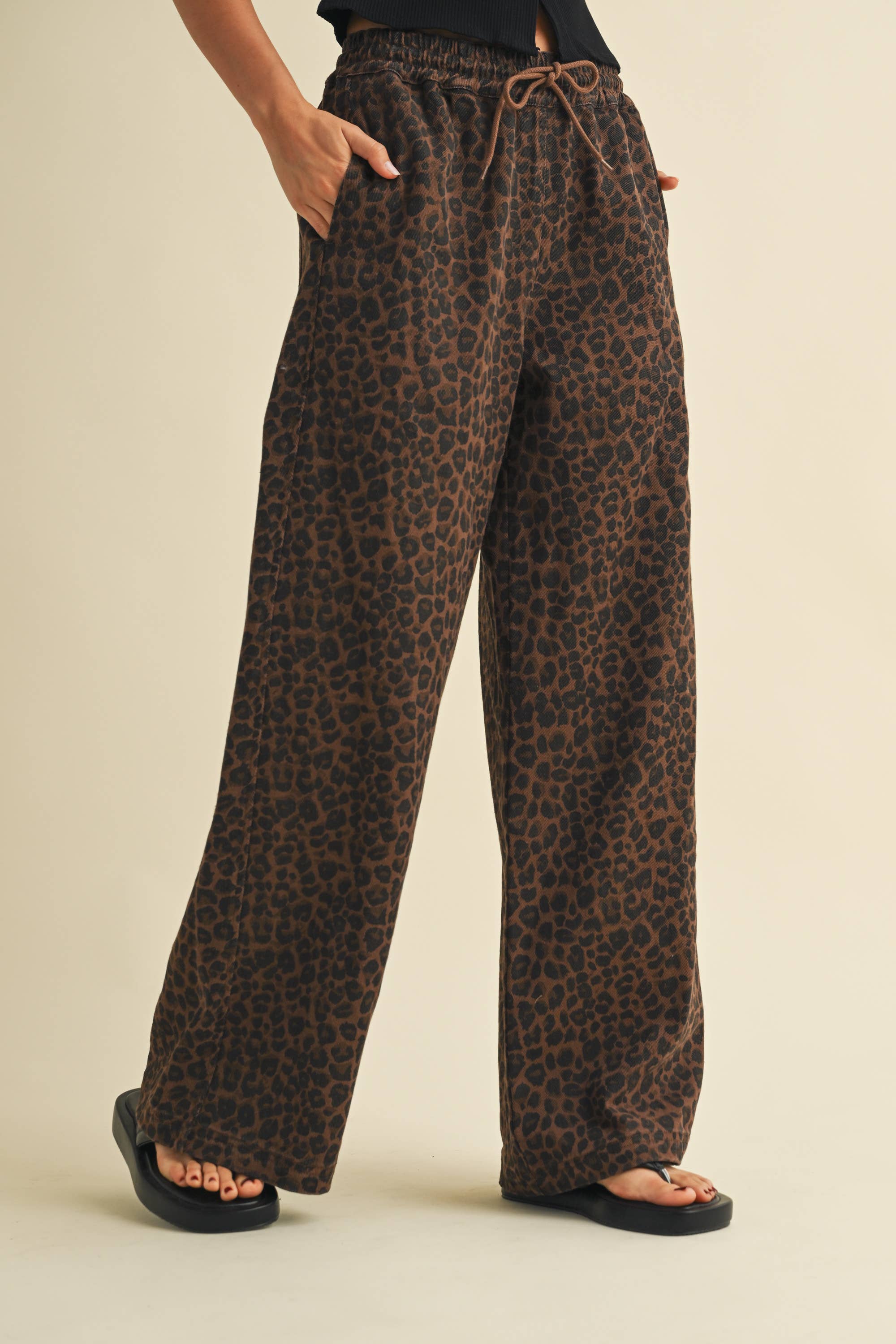 Blaise Leopard Denim Track Pants