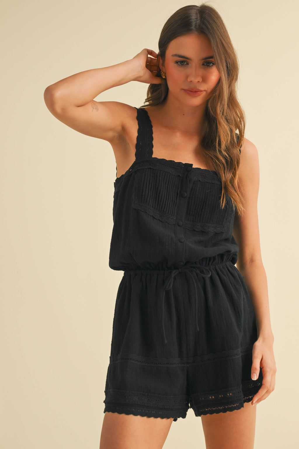 Lena Lace Trim Romper