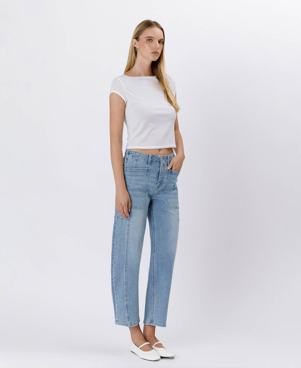Cora Elastic Waist Barrel Jeans