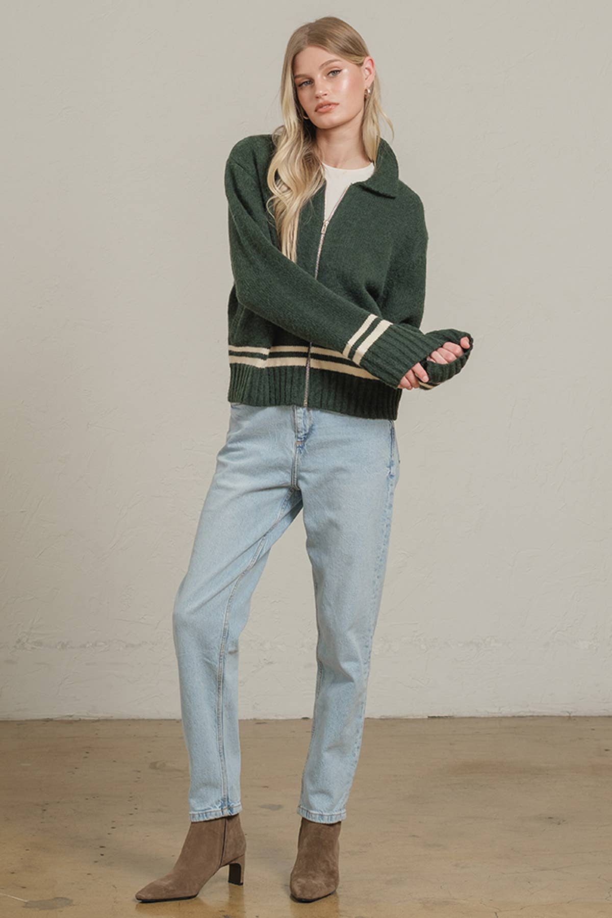 Retro Varsity Zip Knit Jacket