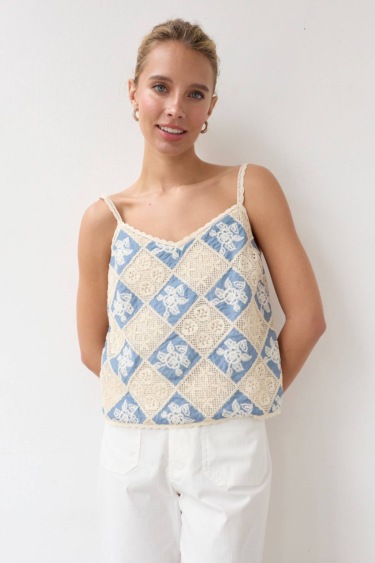 Lennon Crochet Chambray Top