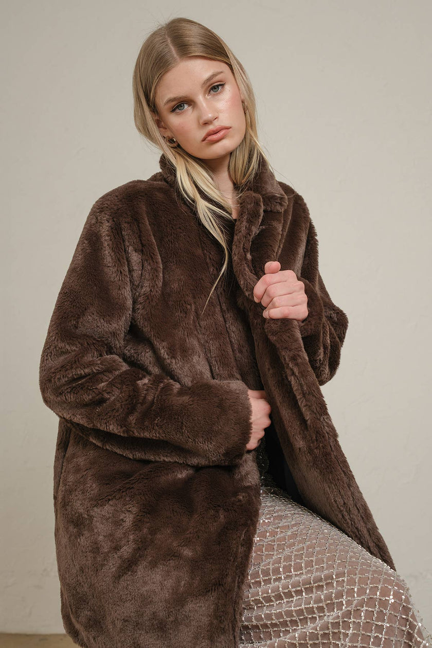 Chocolate Mocha Faux Fur Jacket
