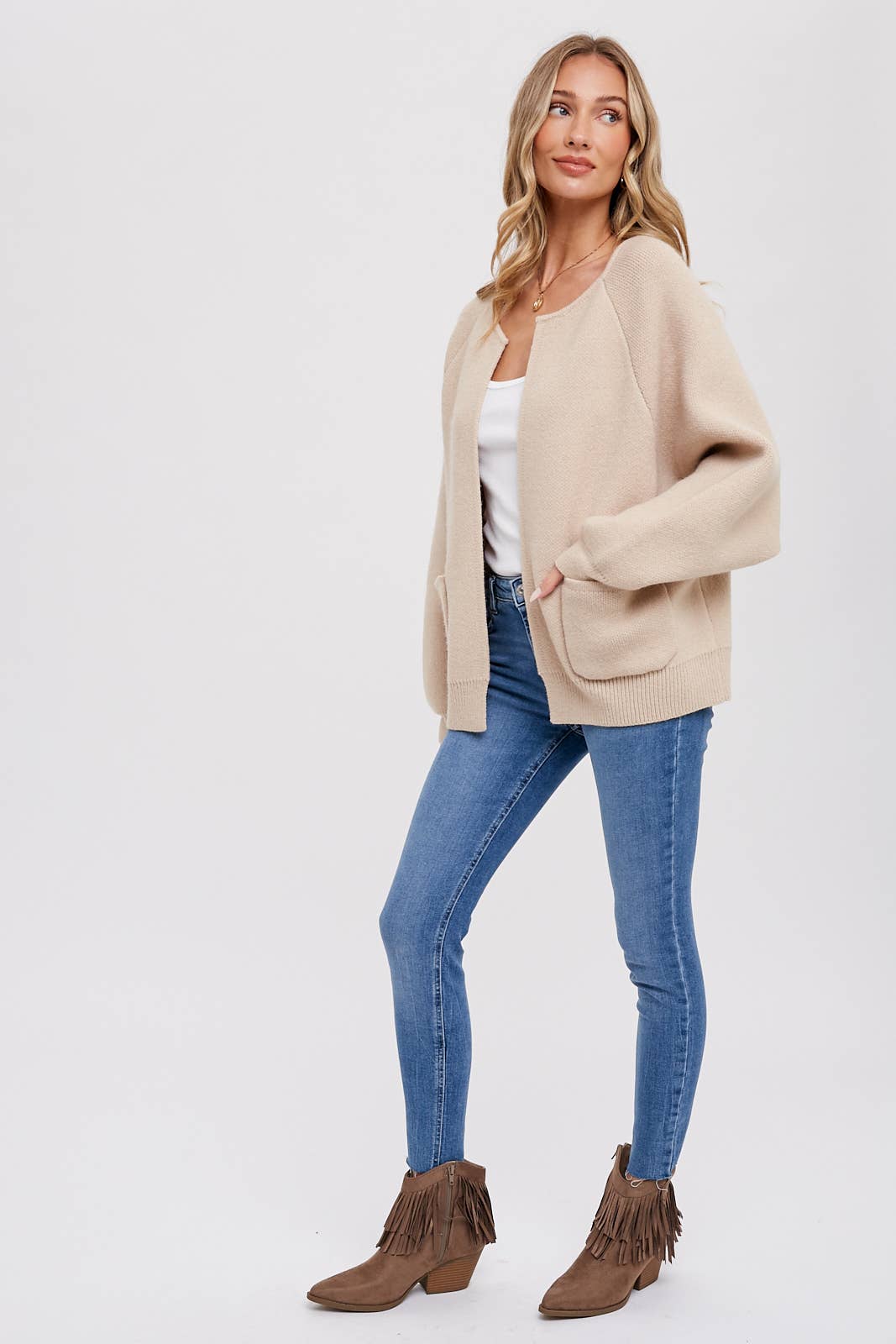 Elyse Knit Jacket in Beige