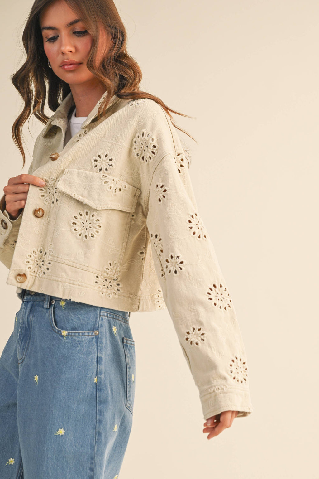 Eyelet Edge Cropped Jacket