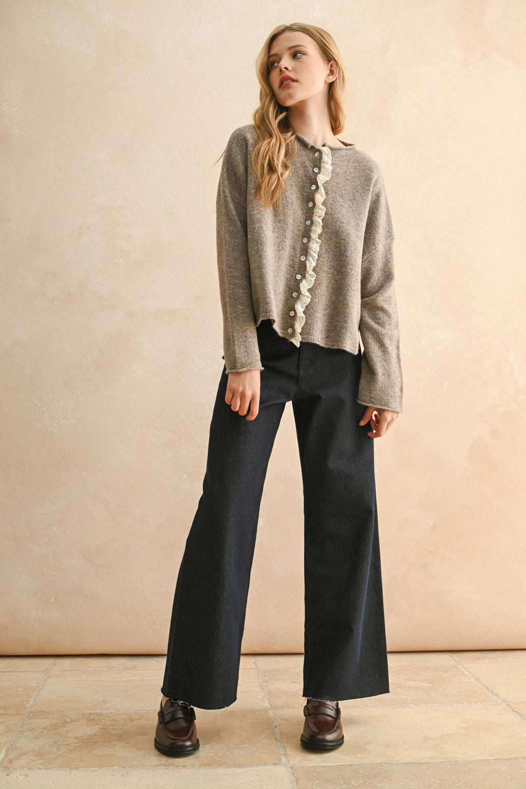 Davis Lace Trim Knit Cardigan