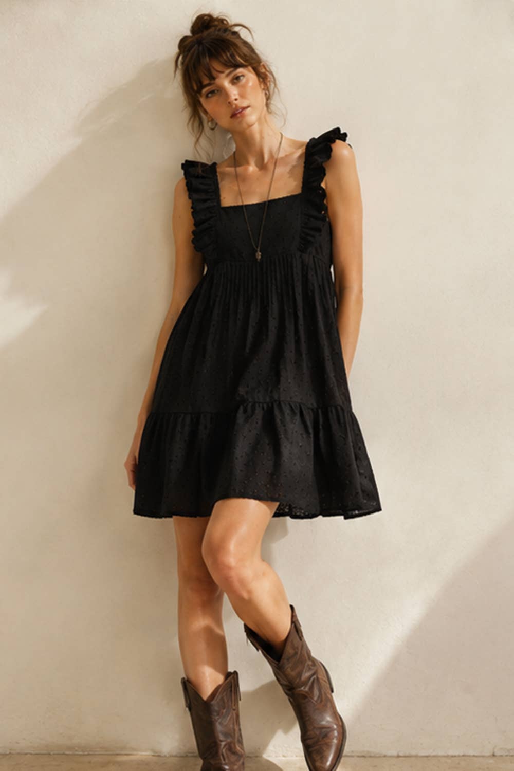Dotty Eyelet Ruffle Babydoll Dress