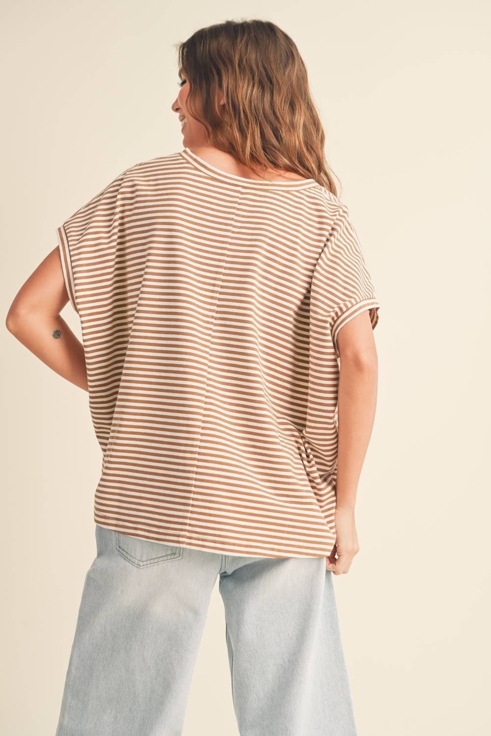 Nautical Stripe Knit Top in Toffee