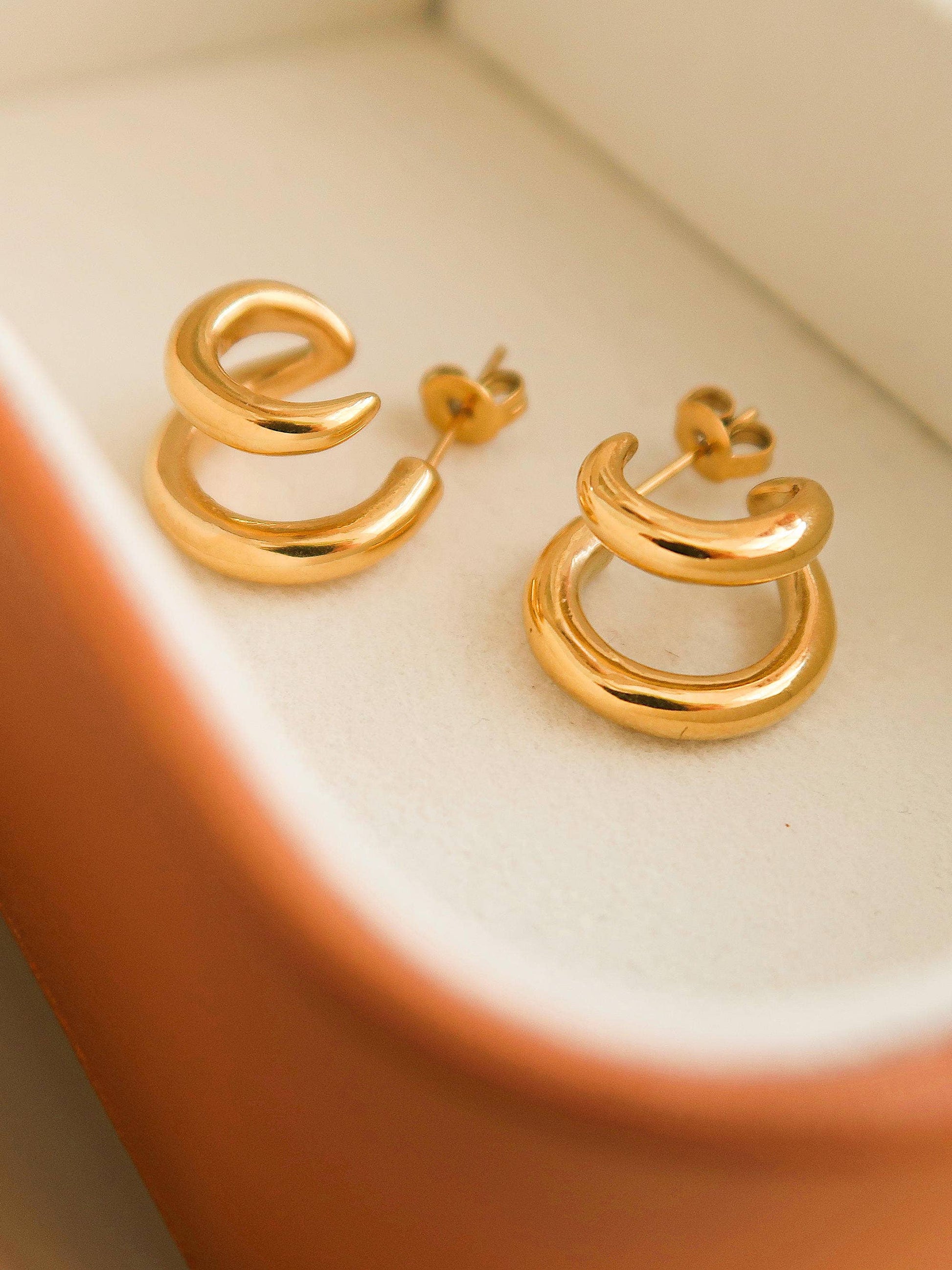Maddison Gold Double C Hoop Earrings