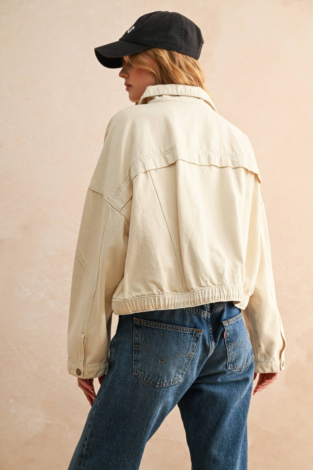Urban Train Cotton Moto Jacket in Ecru