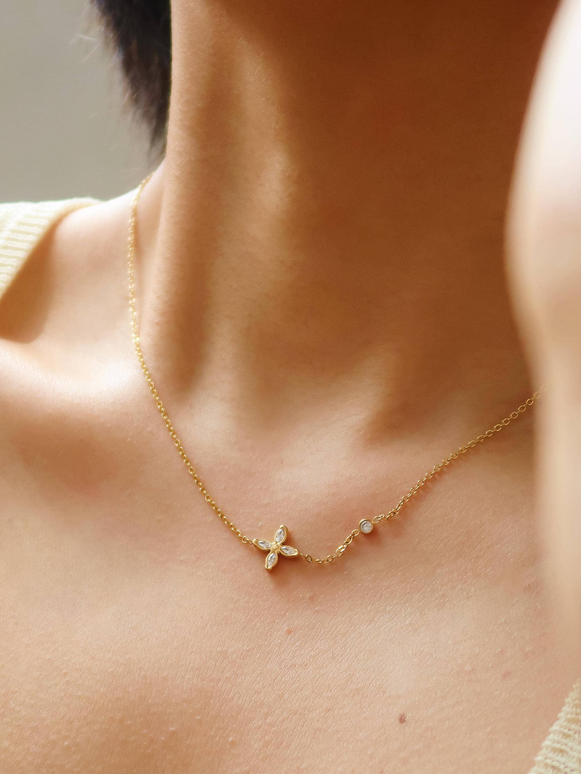 Golden Petal Dainty Necklace