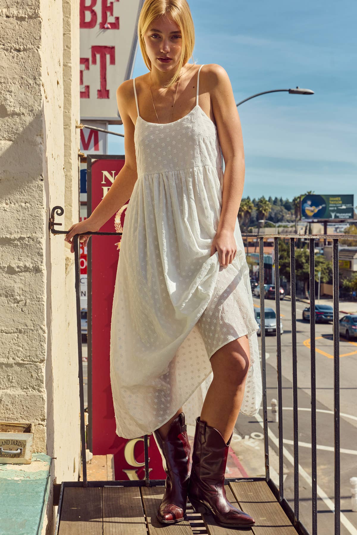 Capri Floral Embroidered Midi Dress