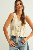 Elise Scalloped Knit Button Top