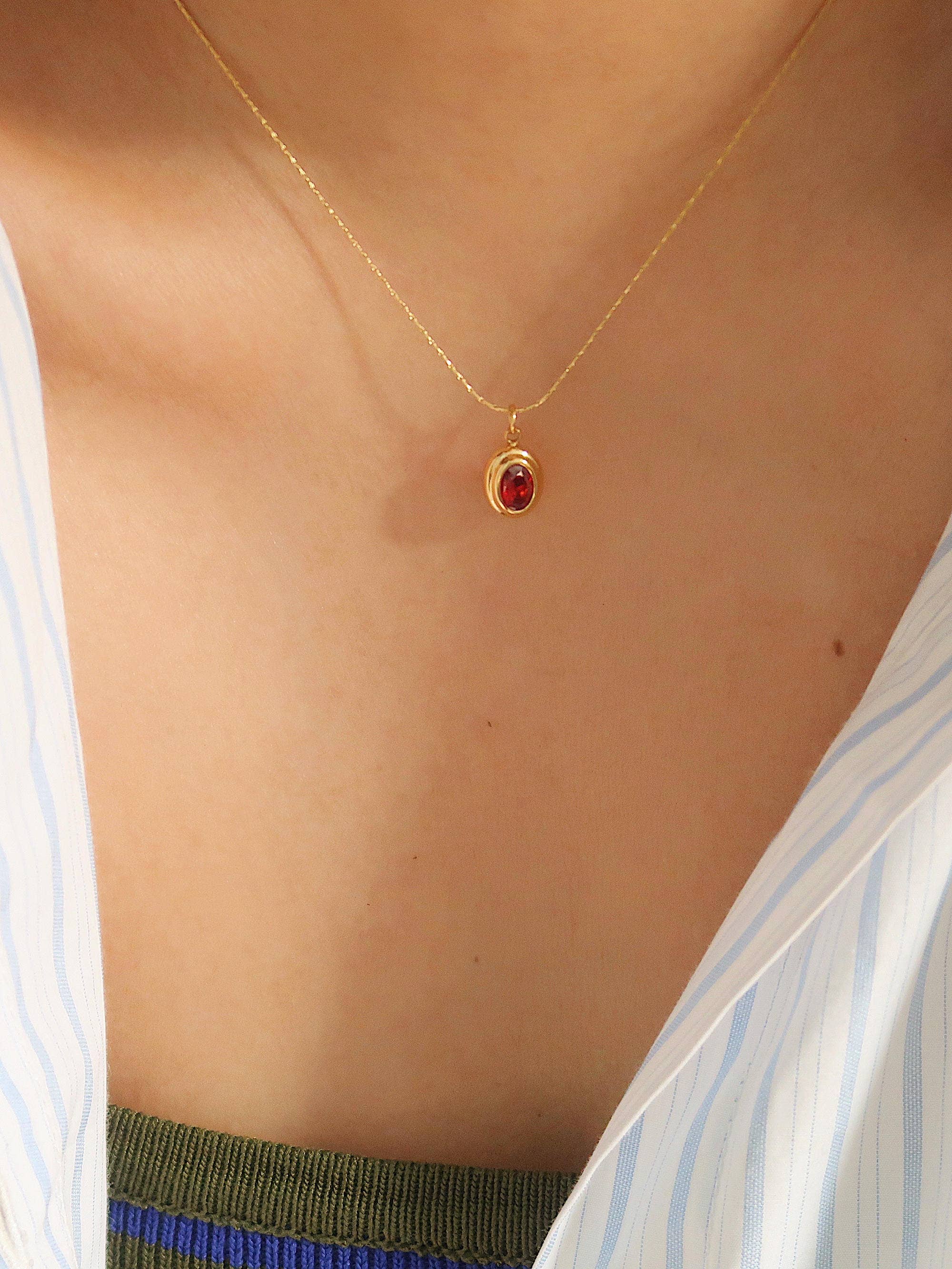 Cornelia 18K Gold Non-Tarnish Gemstone Necklace: Yellow Gold
