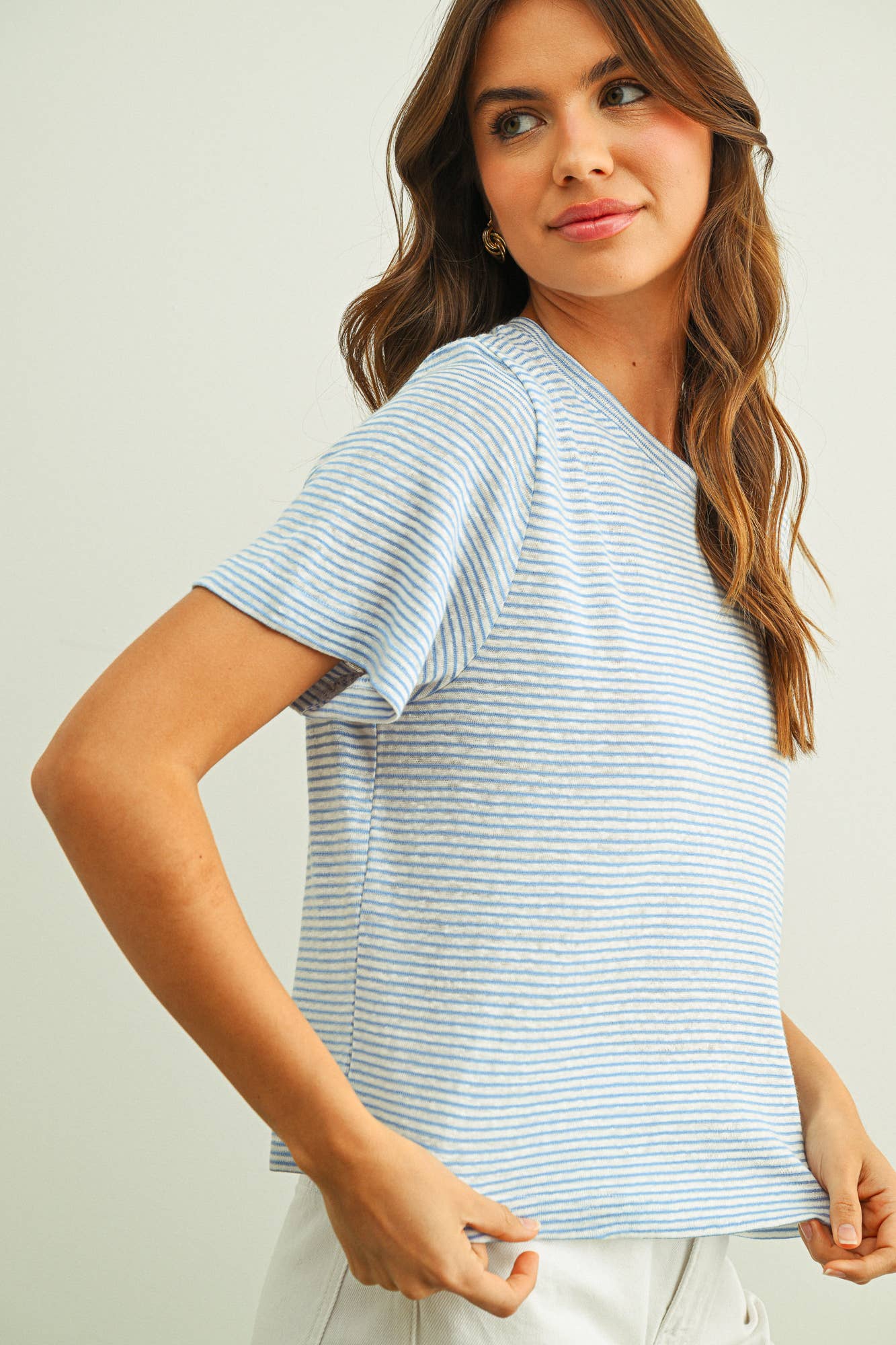 Sailor Stripe Slub Knit Top in Blue