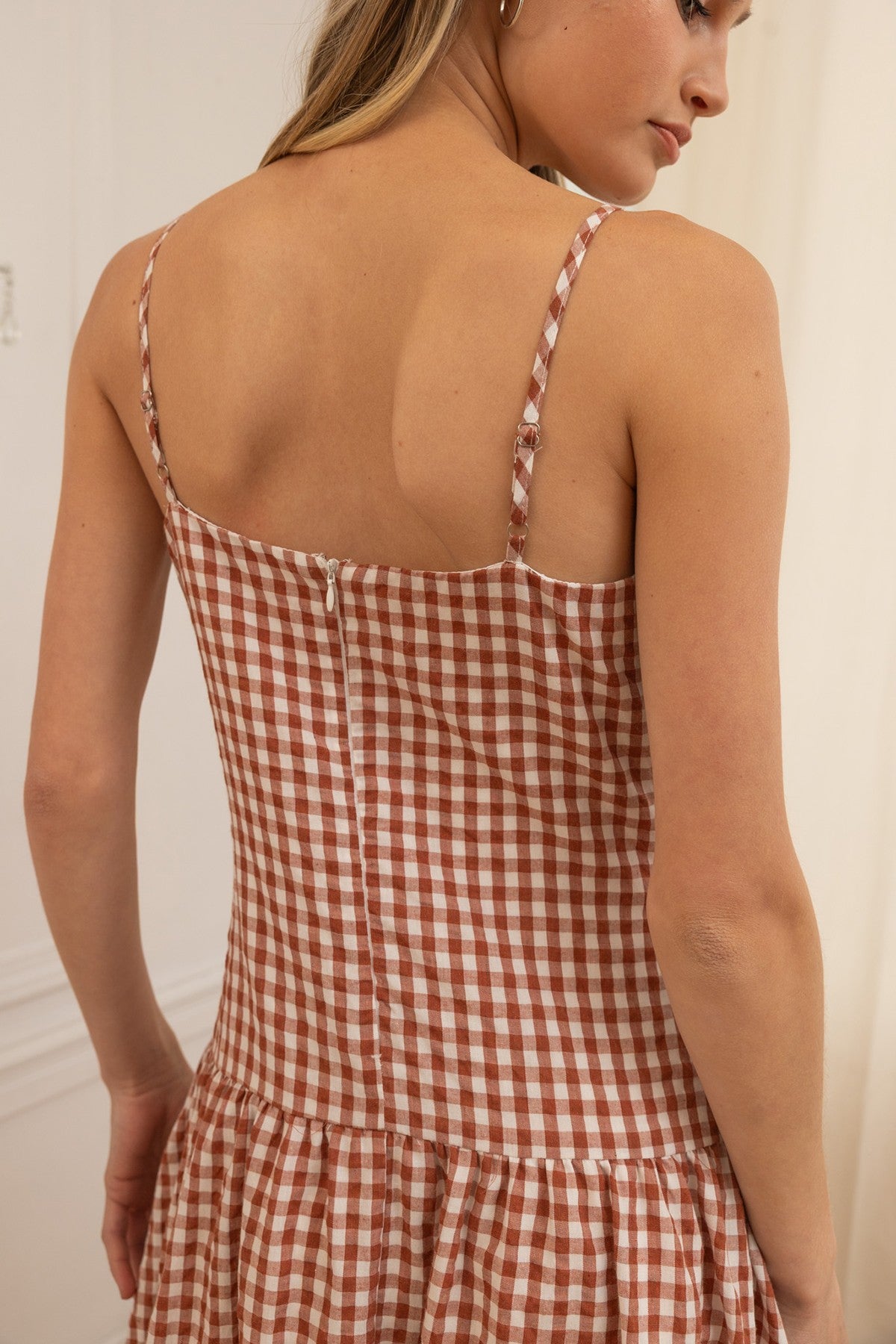 Audrey Gingham Midi Sweetheart Dress