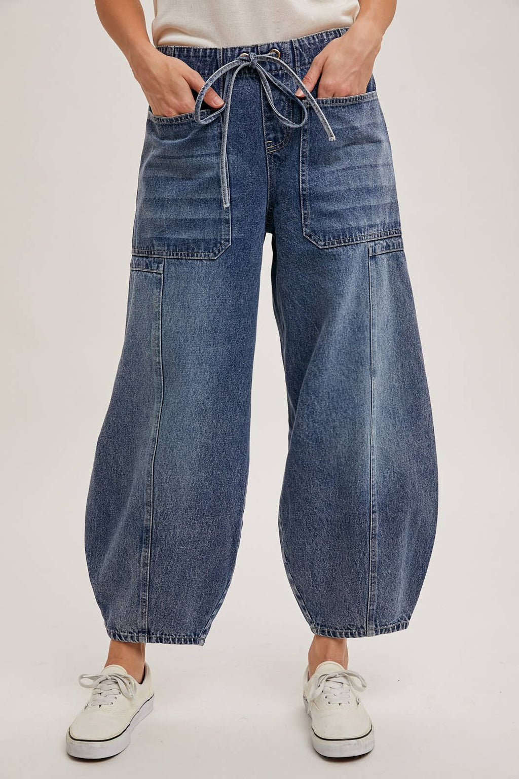 Jayden Drawstring Barrel Jeans