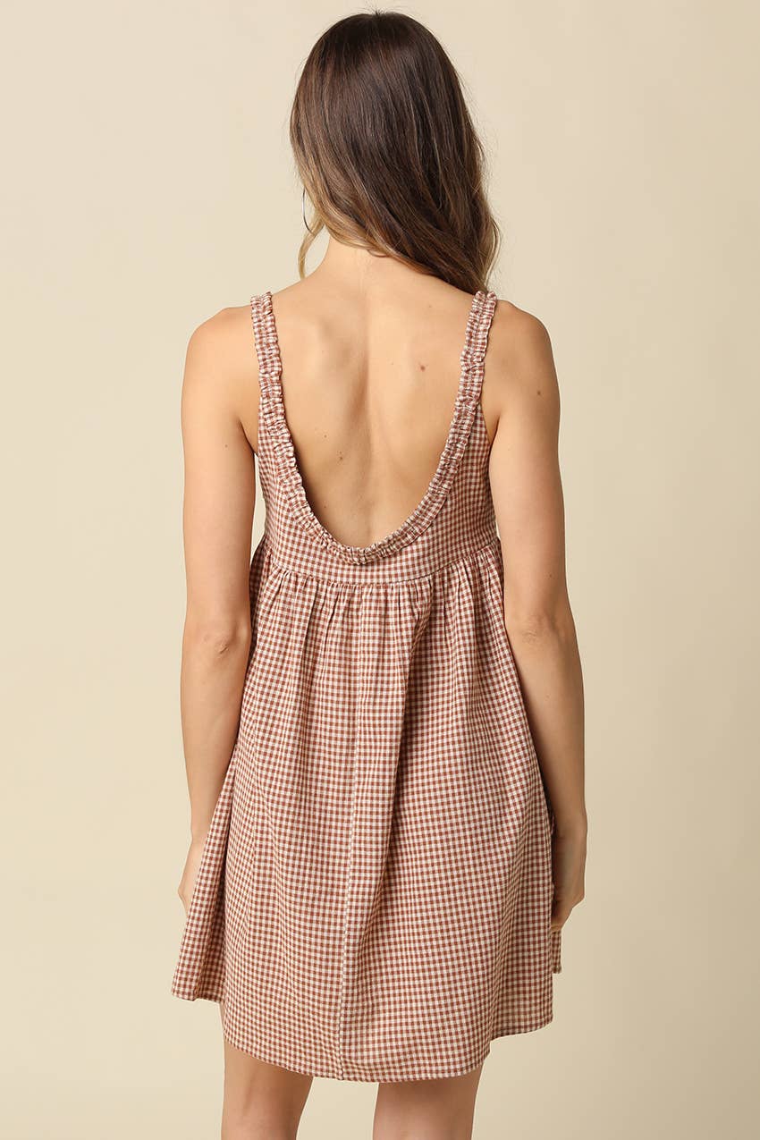 Camilla Gingham Mini Dress in Black